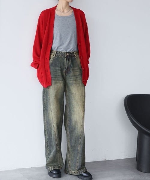 LOWO(ロワ)の「ヴィンテージライクワイドデニムパンツ(デニムパンツ・レディース・インディゴブルー/ブルー・S/M/L)」の3枚目の写真