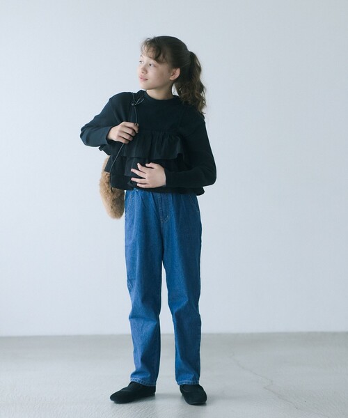 green label relaxing（グリーンレーベルリラクシング）の「TJ フリルキャミ+テレコ プルオーバーセット / キッズ  140cm-160cm（Tシャツ/カットソー・キッズ・ブラック/オフホワイト・140cm/160cm/150cm）」の3枚目の写真