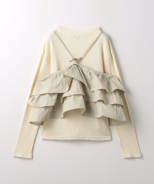 green label relaxing（グリーンレーベルリラクシング）の「TJ フリルキャミ+テレコ プルオーバーセット / キッズ  140cm-160cm（Tシャツ/カットソー・キッズ・ブラック/オフホワイト・140cm/160cm/150cm）」の4枚目の写真