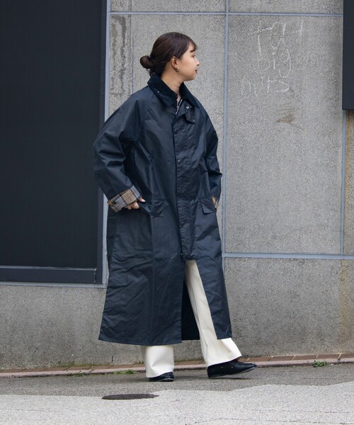 Barbour ワックスコットンロングコート（オーバーサイズフィット） 美品 BURGHLEY / バーレー】ワックス コットン ロング コート （ オーバー