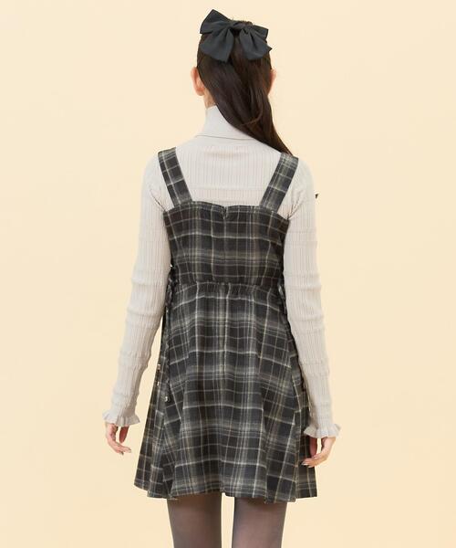 REDYAZEL（レディアゼル）の「【セットアップ可能】チェックサイドダブルリボンワンピース（ワンピース・レディース・グレー/キャメル/ネイビー・SMALL/MEDIUM）」の6枚目の写真
