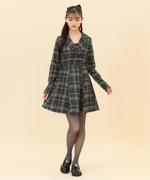 REDYAZEL（レディアゼル）の「【セットアップ可能】チェックサイドダブルリボンワンピース（ワンピース・レディース・グレー/キャメル/ネイビー・SMALL/MEDIUM）」の8枚目の写真