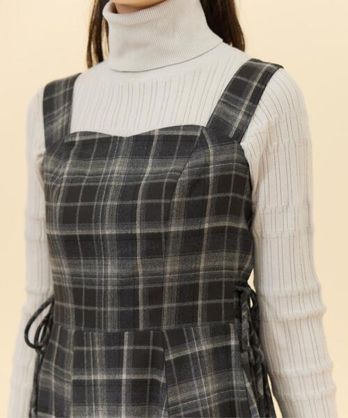 REDYAZEL（レディアゼル）の「【セットアップ可能】チェックサイドダブルリボンワンピース（ワンピース・レディース・グレー/キャメル/ネイビー・SMALL/MEDIUM）」の9枚目の写真
