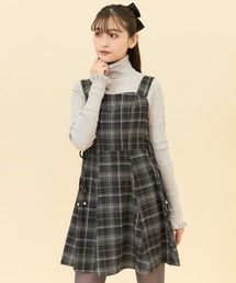 【セットアップ可能】チェックサイドダブルリボンワンピース