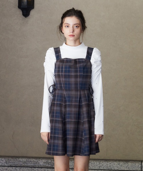 REDYAZEL（レディアゼル）の「【セットアップ可能】チェックサイドダブルリボンワンピース（ワンピース・レディース・グレー/キャメル/ネイビー・SMALL/MEDIUM）」の12枚目の写真