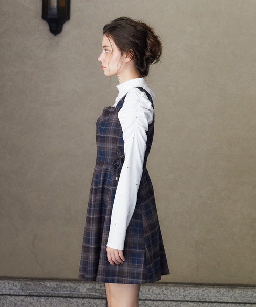 REDYAZEL（レディアゼル）の「【セットアップ可能】チェックサイドダブルリボンワンピース（ワンピース・レディース・グレー/キャメル/ネイビー・SMALL/MEDIUM）」の13枚目の写真