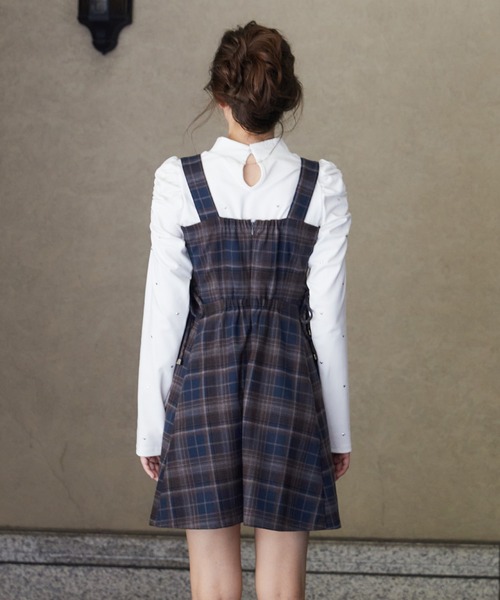REDYAZEL（レディアゼル）の「【セットアップ可能】チェックサイドダブルリボンワンピース（ワンピース・レディース・グレー/キャメル/ネイビー・SMALL/MEDIUM）」の14枚目の写真