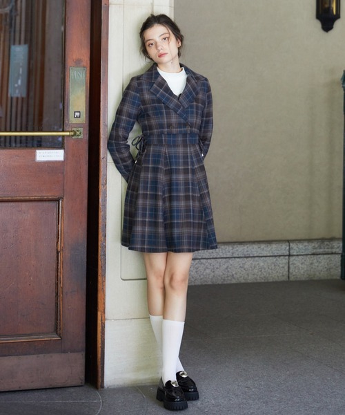 REDYAZEL（レディアゼル）の「【セットアップ可能】チェックサイドダブルリボンワンピース（ワンピース・レディース・グレー/キャメル/ネイビー・SMALL/MEDIUM）」の16枚目の写真