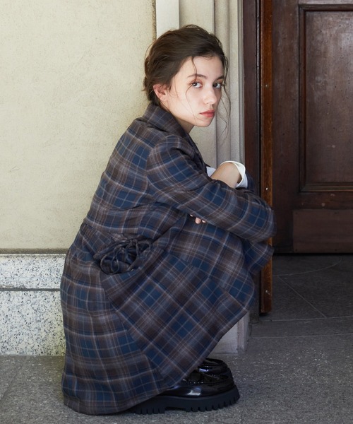 REDYAZEL（レディアゼル）の「【セットアップ可能】チェックサイドダブルリボンワンピース（ワンピース・レディース・グレー/キャメル/ネイビー・SMALL/MEDIUM）」の18枚目の写真