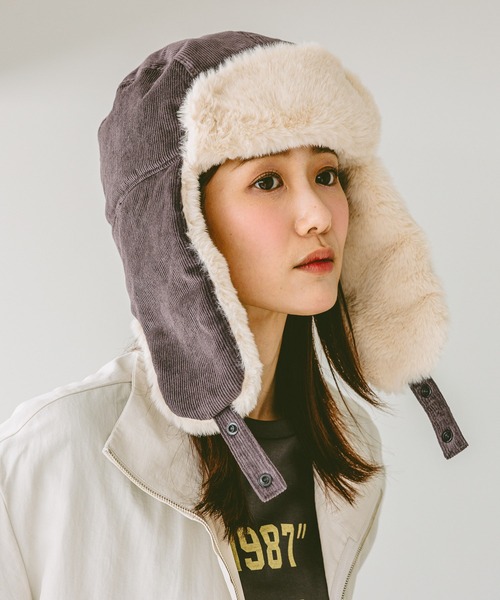 GLOBAL WORK(グローバルワーク)の「フワモコフライトCAP/234338(キャップ・レディース・ブラック系9/グレイッシュベージュ/ブラック系・ONE SIZE)」の3枚目の写真