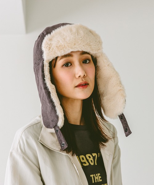 GLOBAL WORK(グローバルワーク)の「フワモコフライトCAP/234338(キャップ・レディース・ブラック系9/グレイッシュベージュ/ブラック系・ONE SIZE)」の15枚目の写真