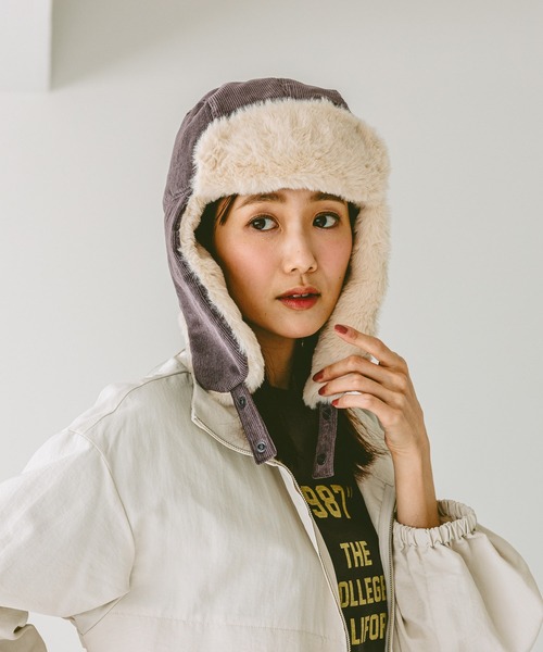 GLOBAL WORK(グローバルワーク)の「フワモコフライトCAP/234338(キャップ・レディース・ブラック系9/グレイッシュベージュ/ブラック系・ONE SIZE)」の16枚目の写真