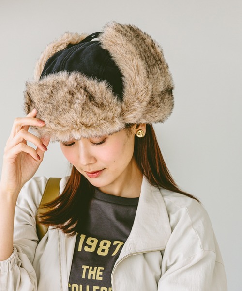 GLOBAL WORK(グローバルワーク)の「フワモコフライトCAP/234338(キャップ・レディース・ブラック系9/グレイッシュベージュ/ブラック系・ONE SIZE)」の14枚目の写真