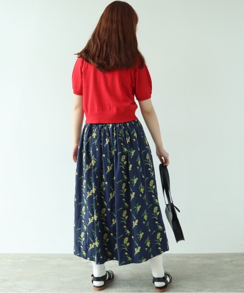 bulle de savon ミモザ刺繍 タックスカート AMBIDEX Store ○〇ミモザ刺繍 タックスカート(F コン): bulle