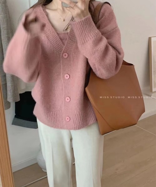 sevens（セブンズ）の「【sevens】キャミカーディガンセット（カーディガン/ボレロ・レディース・ピンク/ネイビー/ホワイト・FREE）」の6枚目の写真