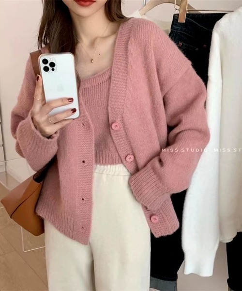 sevens（セブンズ）の「【sevens】キャミカーディガンセット（カーディガン/ボレロ・レディース・ピンク/ネイビー/ホワイト・FREE）」の8枚目の写真