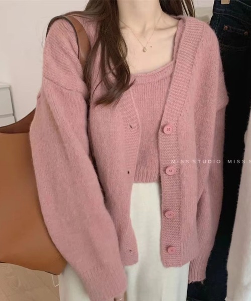 sevens（セブンズ）の「【sevens】キャミカーディガンセット（カーディガン/ボレロ・レディース・ピンク/ネイビー/ホワイト・FREE）」の9枚目の写真