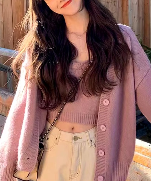 sevens（セブンズ）の「【sevens】キャミカーディガンセット（カーディガン/ボレロ・レディース・ピンク/ネイビー/ホワイト・FREE）」の10枚目の写真