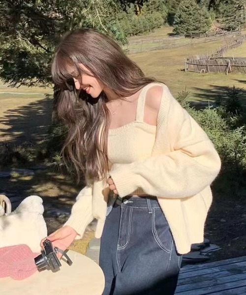 sevens（セブンズ）の「【sevens】キャミカーディガンセット（カーディガン/ボレロ・レディース・ピンク/ネイビー/ホワイト・FREE）」の15枚目の写真