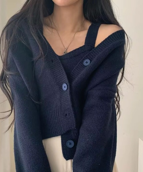 sevens（セブンズ）の「【sevens】キャミカーディガンセット（カーディガン/ボレロ・レディース・ピンク/ネイビー/ホワイト・FREE）」の18枚目の写真