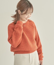 【WEB限定・小柄女性向け】Mixヤーンラグランニットプルオーバー