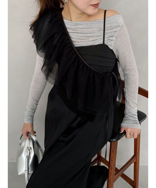 OUNNOUN（オウンノウン）の「【OUNNOUN】ワイドレッグオールインワン（つなぎ/オールインワン・レディース・ベビーピンク/ブラック/ライトグレー・MEDIUM/SMALL）」の6枚目の写真