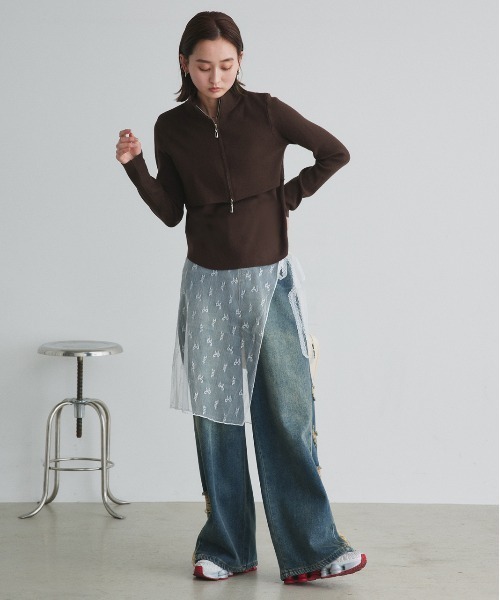 ad thie(アドティエ)の「サイドダメージ ワイドデニム(デニムパンツ・レディース・ブルー・SMALL/MEDIUM)」の15枚目の写真