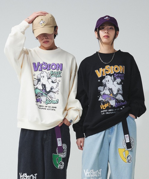 トレーナー スウェット 「VISION STREET WEAR」オリジナルグラフィック ゴーストイラストスウェットトレーナー レディース メンズ セール】【VISION STREET WEAR】オリジナルグラフィック