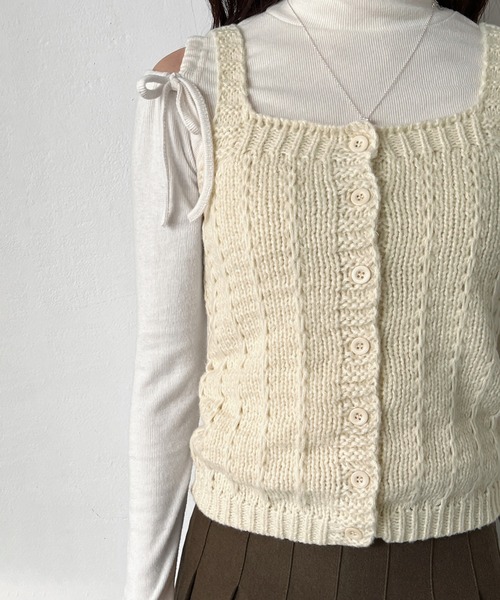 ニットカーディガン＋ボタンニットビスチェセット（ニット