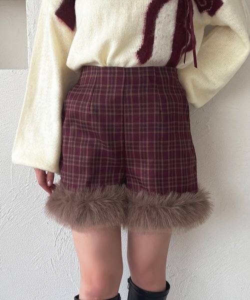 d.i.a.ギャル　ファー　ショートパンツ　系 me+em select パンツ 「 3size ／2color 」シャギーファー