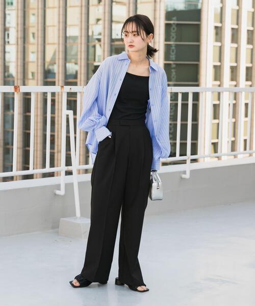 SENSE OF PLACE by URBAN RESEARCH（センスオブプレイスバイアーバンリサーチ）の「センタープレスストレートパンツ（その他パンツ・レディース・ブラック/グレー/ネイビー/チェック・TALL/MEDIUM/SMALL/LARGE/X-SMALL）」の6枚目の写真