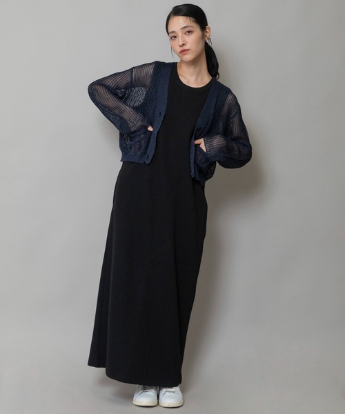 Munich（ミューニック）の「天竺針抜き編みニットカーディガン（カーディガン/ボレロ・レディース・ネイビー/イエロー/グレイッシュベージュ/グリーン・FREE）」の12枚目の写真