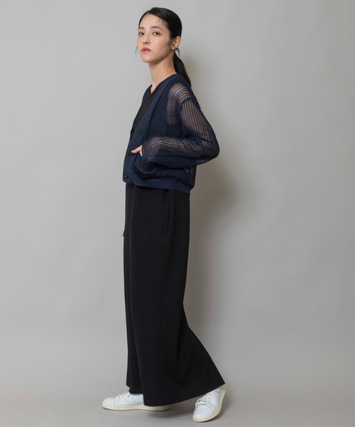 Munich（ミューニック）の「天竺針抜き編みニットカーディガン（カーディガン/ボレロ・レディース・ネイビー/イエロー/グレイッシュベージュ/グリーン・FREE）」の13枚目の写真