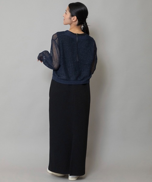 Munich（ミューニック）の「天竺針抜き編みニットカーディガン（カーディガン/ボレロ・レディース・ネイビー/イエロー/グレイッシュベージュ/グリーン・FREE）」の14枚目の写真