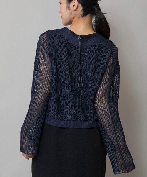 Munich（ミューニック）の「天竺針抜き編みニットカーディガン（カーディガン/ボレロ・レディース・ネイビー/イエロー/グレイッシュベージュ/グリーン・FREE）」の15枚目の写真