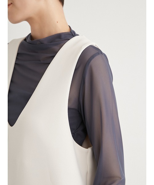 emmi（エミ）の「eco ダンボールコクーンコンビネゾン（つなぎ/オールインワン・レディース・アイボリー/ネイビー・0/1）」の9枚目の写真