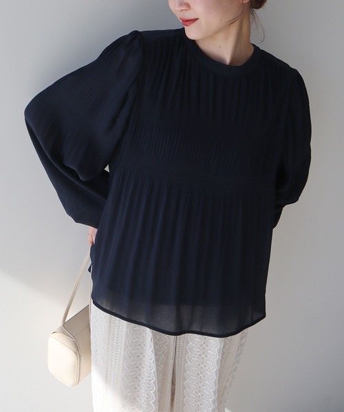 earth music&ecology（アースミュージックアンドエコロジー）の「マジョリカプリーツブラウス（シャツ/ブラウス・レディース・アイボリー/その他14/ネイビー/ミント/ピンク・FREE）」の7枚目の写真