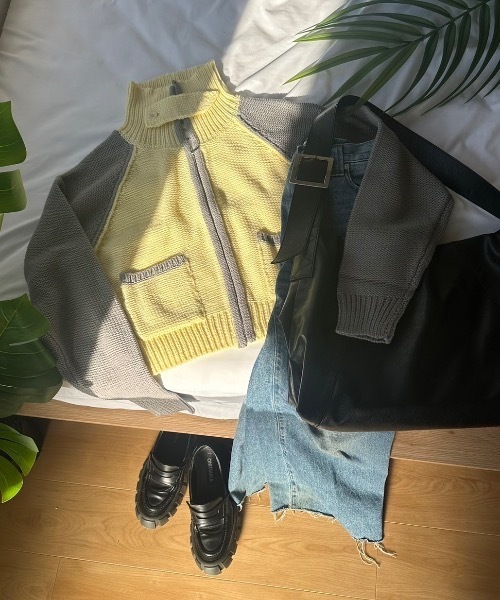 nemne store(ネンネストア)の「ラグランドライバーズニット(ニット/セーター・レディース・ネイビー/グレー系・SMALL/MEDIUM)」の10枚目の写真