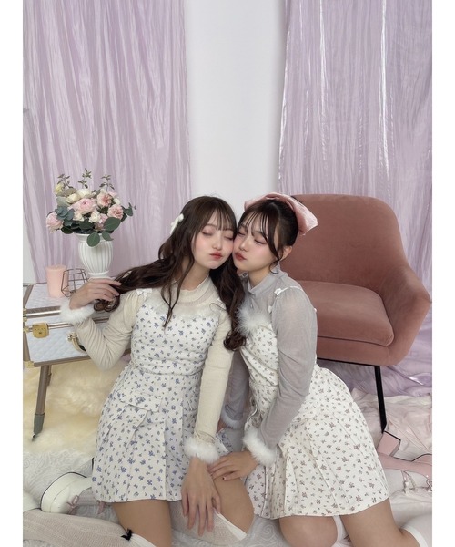 Me roir(ミーロワール)の「お花プリーツOP(ワンピース・レディース・ブルー/ピンク・M)」の3枚目の写真
