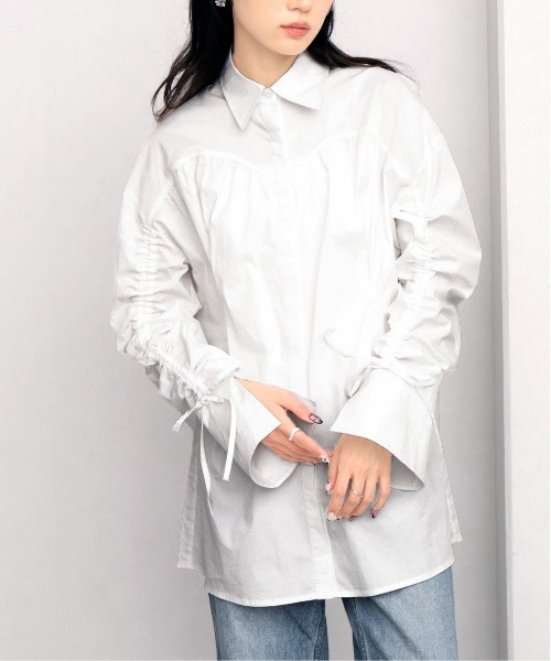 NOGLE（ノグル）の「【NOGLE/ノグル】シャーリングリボンシャツ（シャツ/ブラウス・レディース・ブルー/ブラック/ホワイト・FREE）」の17枚目の写真