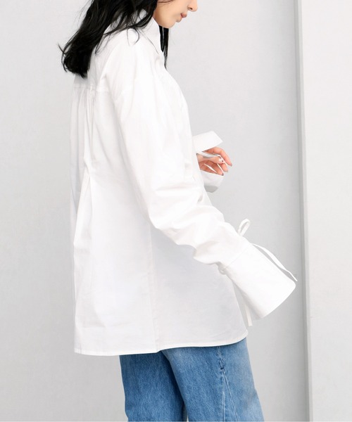 NOGLE（ノグル）の「【NOGLE/ノグル】シャーリングリボンシャツ（シャツ/ブラウス・レディース・ブルー/ブラック/ホワイト・FREE）」の19枚目の写真