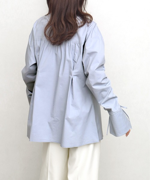 NOGLE（ノグル）の「【NOGLE/ノグル】シャーリングリボンシャツ（シャツ/ブラウス・レディース・ブルー/ブラック/ホワイト・FREE）」の8枚目の写真