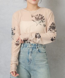 Lull | 【Lull / ルル】フラワープリントシアースキントップス(Tシャツ/カットソー)