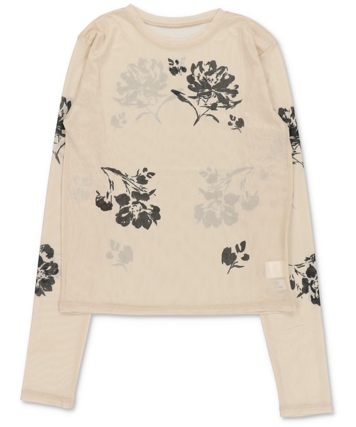 Lull（ルル）の「【Lull / ルル】フラワープリントシアースキントップス（Tシャツ/カットソー・レディース・ベージュ/ブラック・ONESIZE）」の13枚目の写真