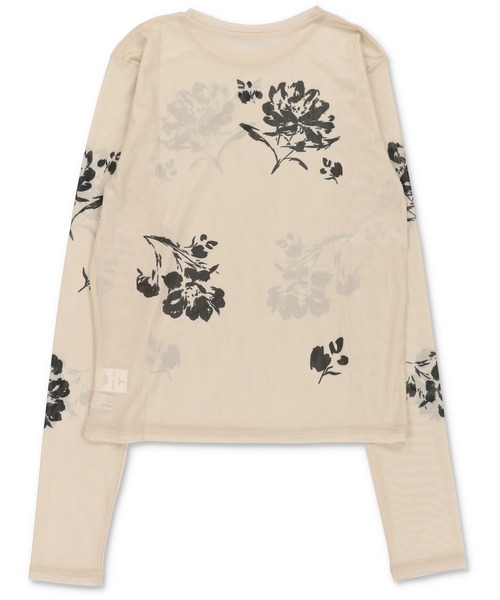 Lull（ルル）の「【Lull / ルル】フラワープリントシアースキントップス（Tシャツ/カットソー・レディース・ベージュ/ブラック・ONESIZE）」の14枚目の写真