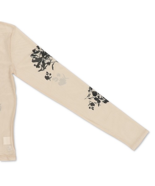 Lull（ルル）の「【Lull / ルル】フラワープリントシアースキントップス（Tシャツ/カットソー・レディース・ベージュ/ブラック・ONESIZE）」の15枚目の写真