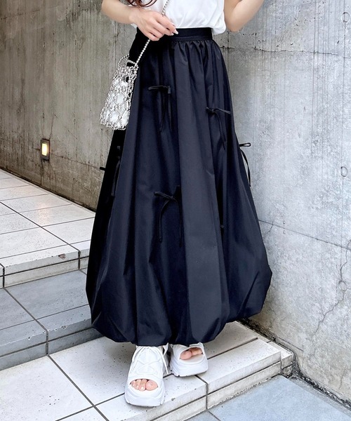 INGNI(イング)の「リボン付バルーンスカート(スカート・レディース・ブラック/オフホワイト・FREE)」の18枚目の写真