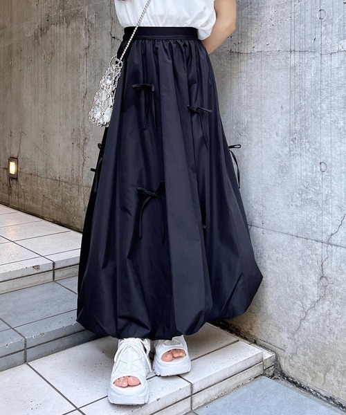 INGNI(イング)の「リボン付バルーンスカート(スカート・レディース・ブラック/オフホワイト・FREE)」の19枚目の写真