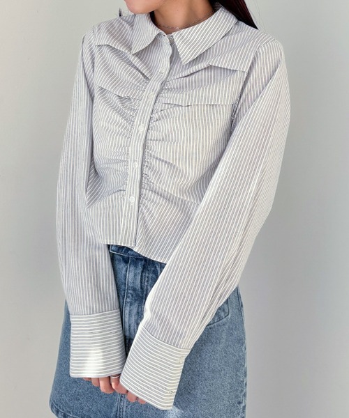 Heather（ヘザー）の「フロントギャザーショートシャツ 324824