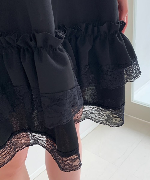 Mejoul（メジュール）の「シャーリング パフスリーブ レースミニワンピース（ワンピース・レディース・ブラック・S/M/L）」の22枚目の写真